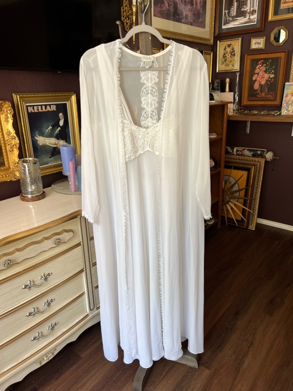 Vintage Flora Nikrooz Robe and Nightgown Set Size Medium